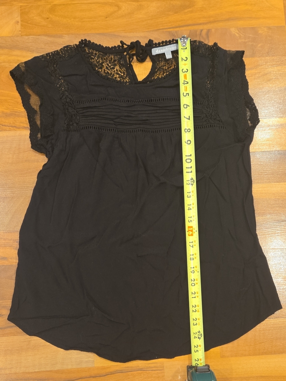 Daniel Rainn Black Lace Yoke Cap-Sleeve Blouse - Picture 10 of 10